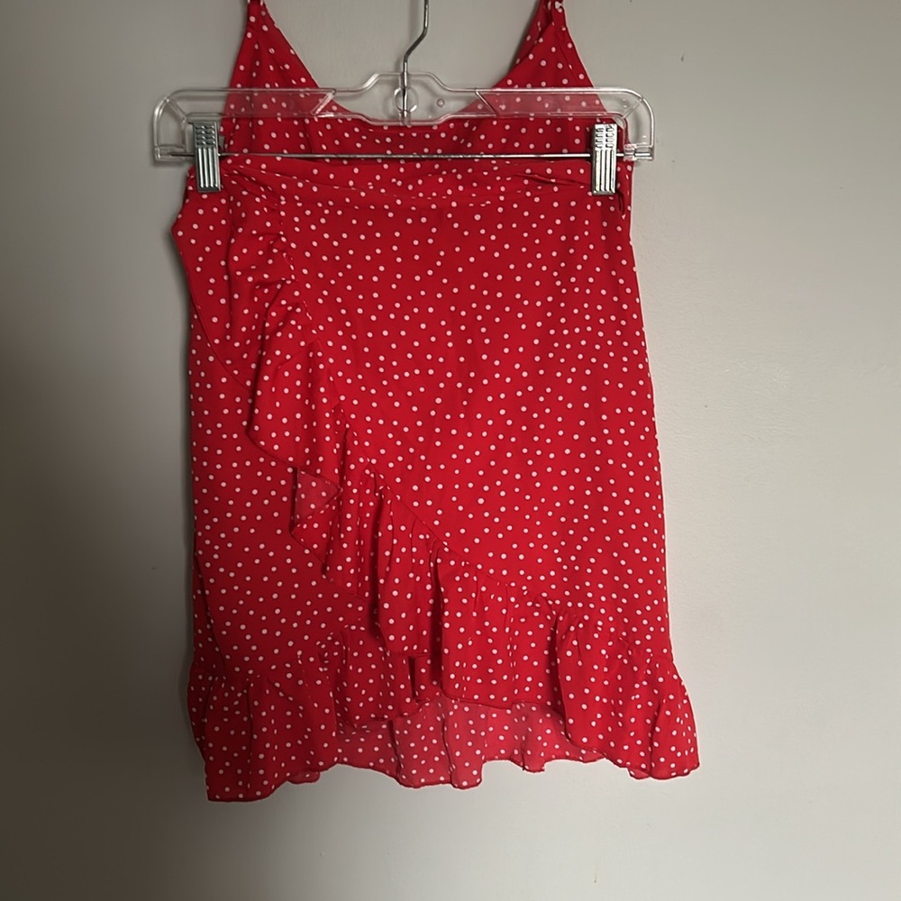 SHEIN Red Polka Dot Ruffle Mini Skirt - Picture 4 of 5